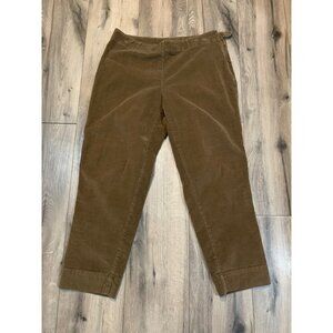 J Jill Woman’s 12 PET Brown Corduroy Pants Side Zip Button Ankle Casual Straight